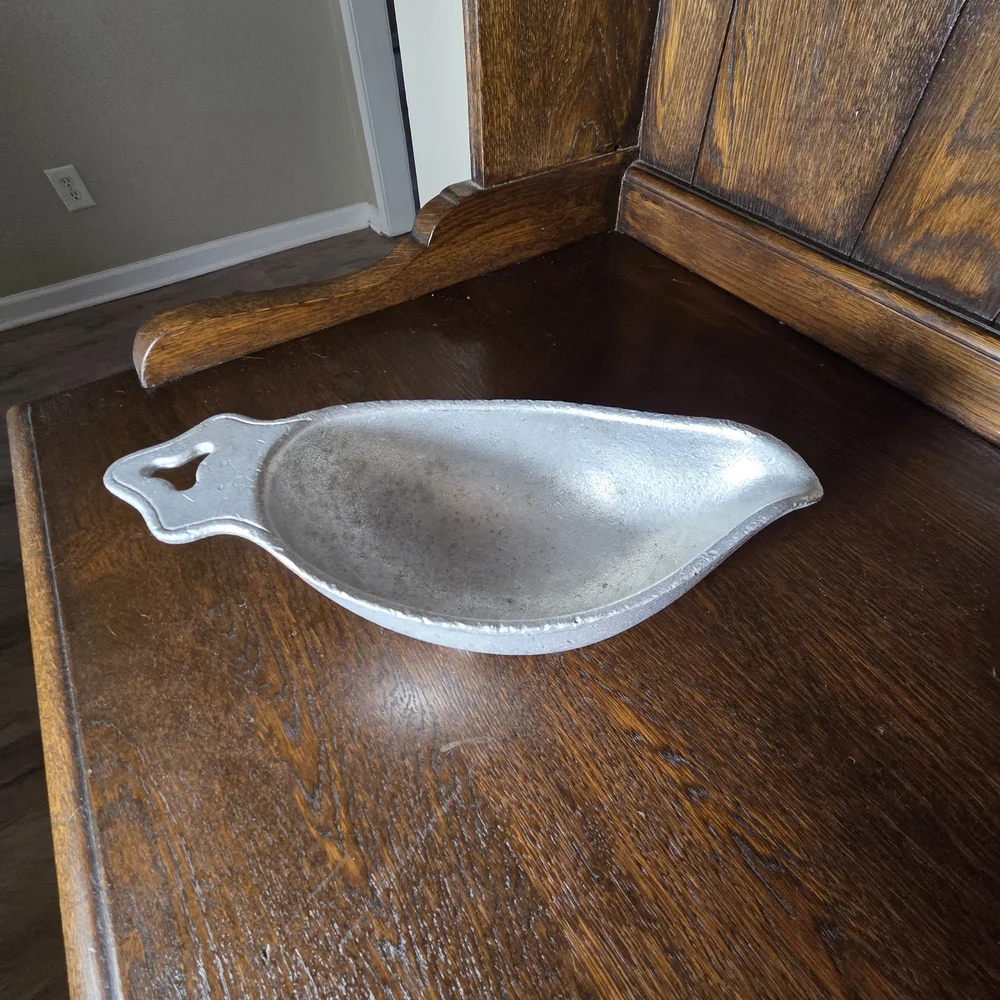 Vintage Pewter Footed Gravy Boat.